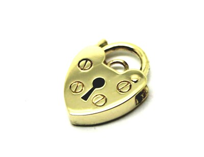 Genuine Small 9.5mm 9ct Yellow Gold Screw Heart Pendant Padlock - Free Post
