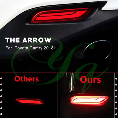 Pair LED Rear Bumper Reflector DRL Brake Stop Light For Toyota Camry 2018-2020 - Picture 8 of 12