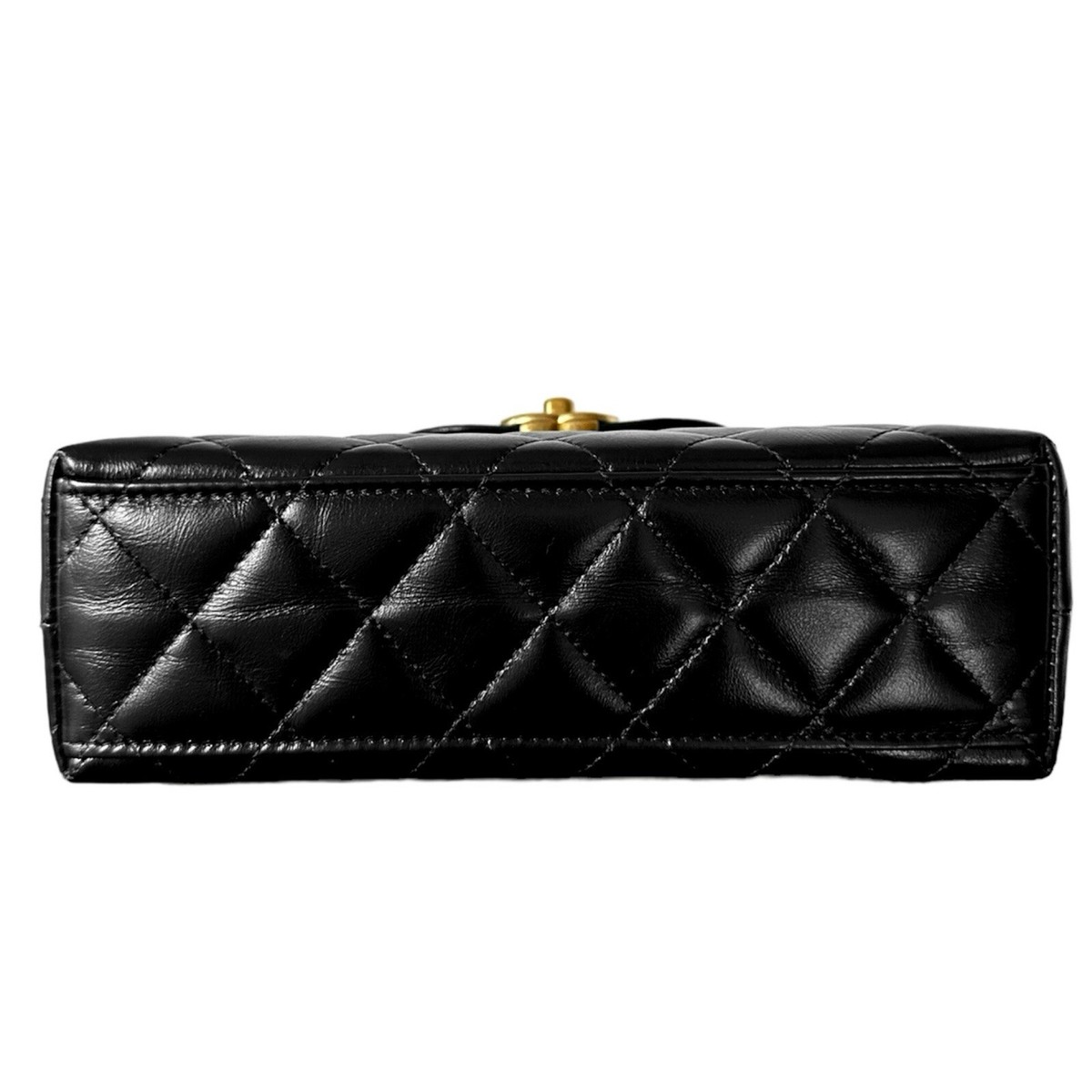 NEW CHANEL 24P BLACK LEATHER NANO KELLY MINI TOP HANDLE