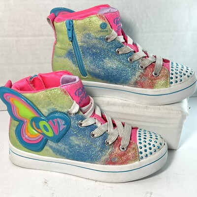 Skechers Twinkle Toes Sneakers Girl Sz 1 Twi-Lites Butterfly Love High Tops Shoe
