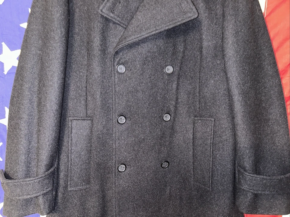 Jos A Bank Men's Size L/R Black Wool Peacoat Winter Jacket NWT $495 Retail NWT - Image 3 of 4