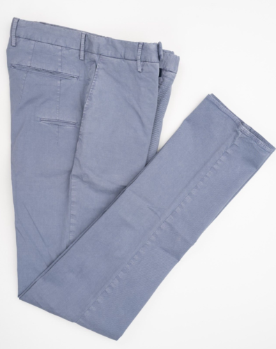 INCOTEX Blue Dress Pants Solid Cotton Flat Front Slim Fit Chino 28 (EU 44)