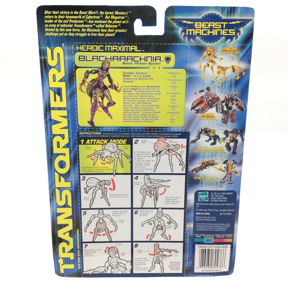 Hasbro Transformers Beast Machines Deluxe BLACKARACHNIA Action Figure - Image 4 of 4