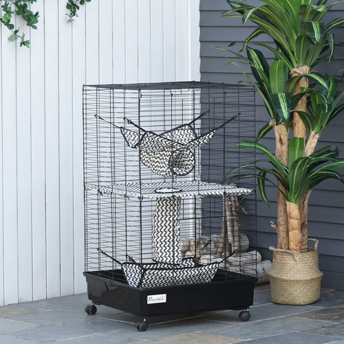 Small Animal Habitat Pet Play House for Ferret w/ Wheels Hammocks Tunnels - Afbeelding 9 van 11