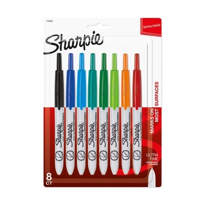 Retractable Permanent Markers, Ultra Fine Point, 8 Count