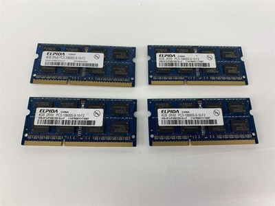 Lot of 4 - Elpida 4GB 2Rx8 PC3-10600S-9-10-F2 EBJ41UF8BCS0-DJ-F Laptop RAM