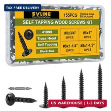 Black Wood Screws Phillips Modified Truss Head Assortment Kit 155PCS, Stainless