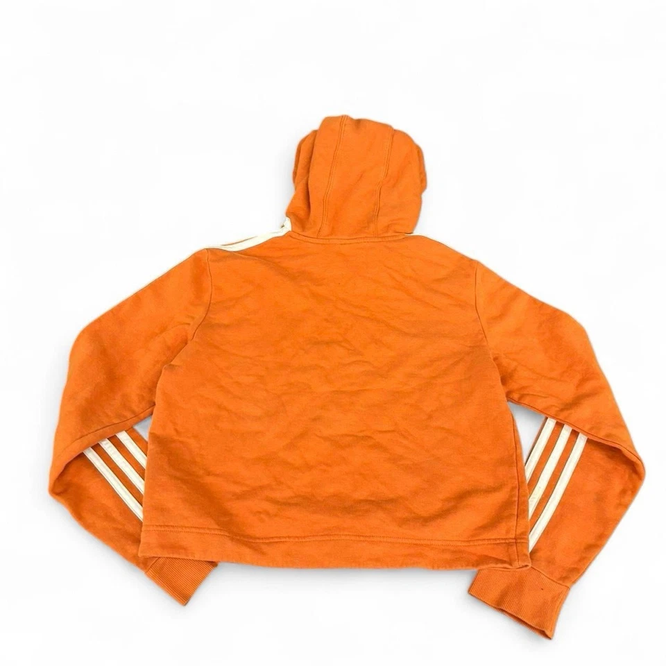 Chaqueta Adidas XS Naranja Mujer Recorta 3 Rayas Pullover Con Capucha Foto 2 de 4