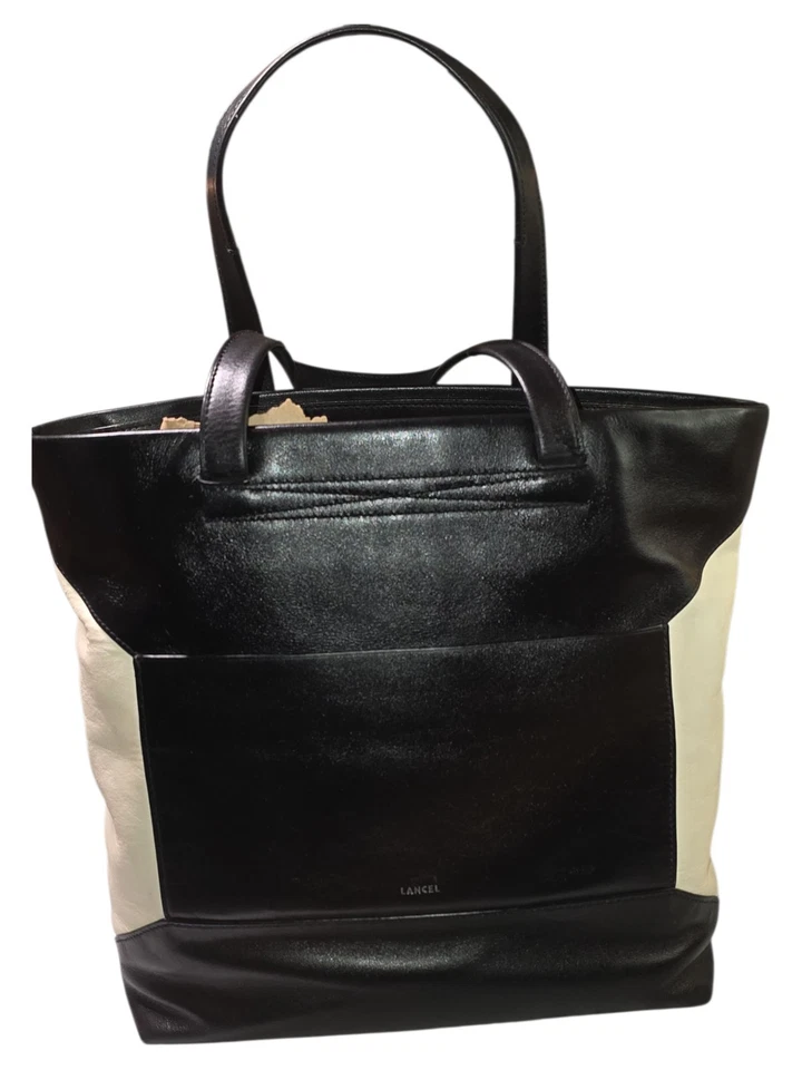 Bolso de Mano LANCEL 1876 Sobre Cuero Negro N Blanco L Grande Bolso Shopper Foto 2 de 4