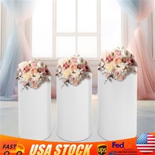 3 Pcs Round Cylinder Pedestal Stand For Wedding Party Display Stand Decor White