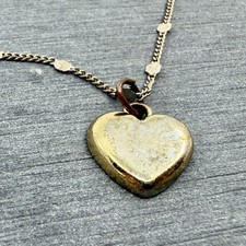 Y2K Gold Tone Heart Charm Necklace Delicate Chain Layering Boho Romantic Jewelry