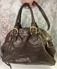 VTG LUANA Ferracuti BROWN LEATHER SATCHEL HANDBAG BRASS HARDWARE Large