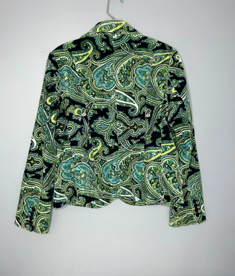 Blazer Talbots Petites Mujer 10 Azul Verde Cachemira Vintage Chaqueta Forrada Elástica Foto 2 de 4