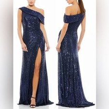 NEW IEENA FOR MAC DUGGAL Navy Sequined Drop Shoulder navy Gown sz 2