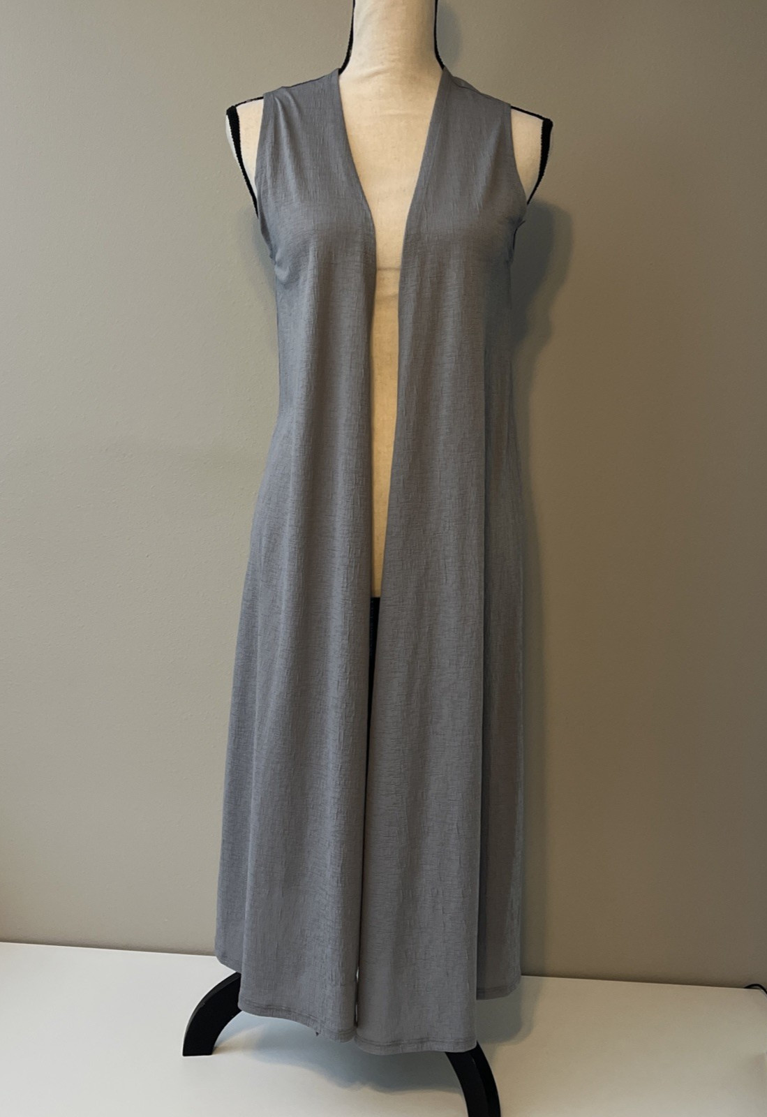 LuLaRoe Open Long Duster Vest Sz XS Gray Sleeveless
