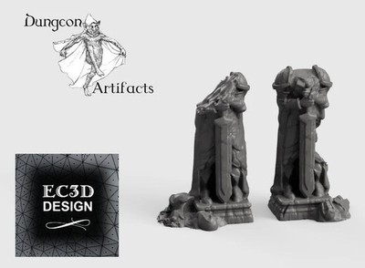 Ruined Wintertide Statues - 15mm 28mm 32mm Wilds of Wintertide Wargaming Terrain
