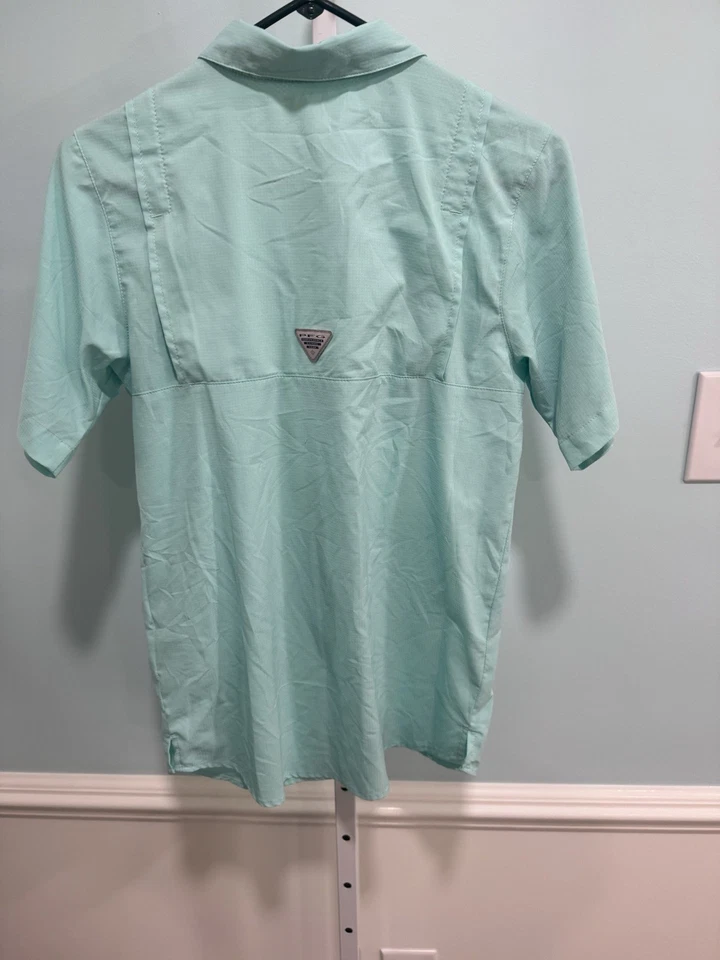 Columbia PFG Short Sleeve Button Up Blue Fishing Shirt Boys Size XL (B) - Image 2 of 3