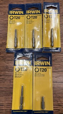 (5) Irwin #T20 Torx Bits (4) 3523241C #T20 X 2  And (1) 3513241C #T20 x 1''  New