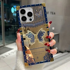 For iPhone 16 15 14 13 12delicate butterfly pattern bracket anti drop phone case