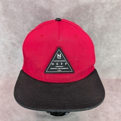 NEFF Custom Goods Braving The Elements Snapback Hat Cap Red Black Flat Bill USA
