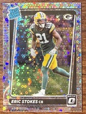 2021 Donruss Optic Eric Stokes RC #'d /125 Silver Circles Prizm Rated Rookie SP