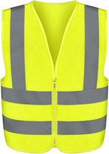 High Visibility Safety Vest ANSI Class 2, No Pocket, Neon Yellow, Large L 