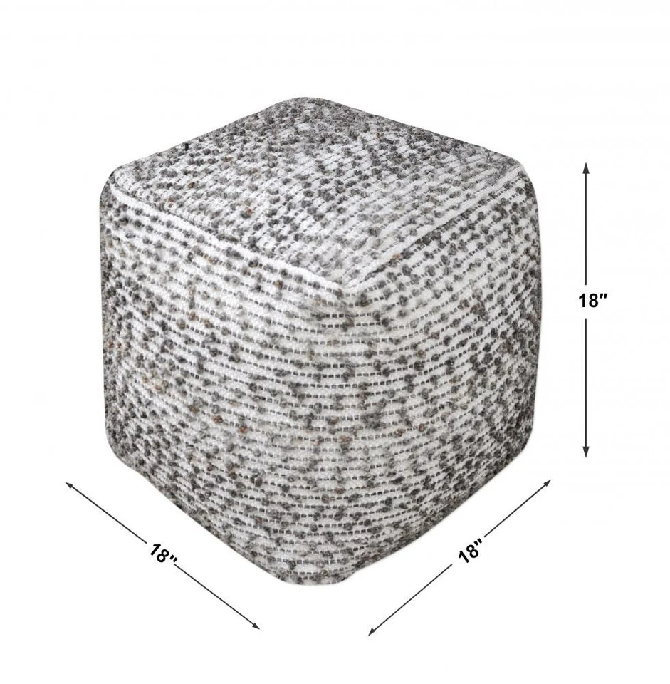 Puf otomano tejido a mano de lino + lana Valda decoración texturizada natural máximo 23955 Foto 3 de 3