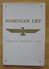PRESIDENT CLEVELAND (American President) 1964 Passenger List