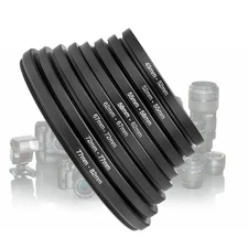 8 PCS Metal Step Up Rings Universal Lens Filter Adapter Set