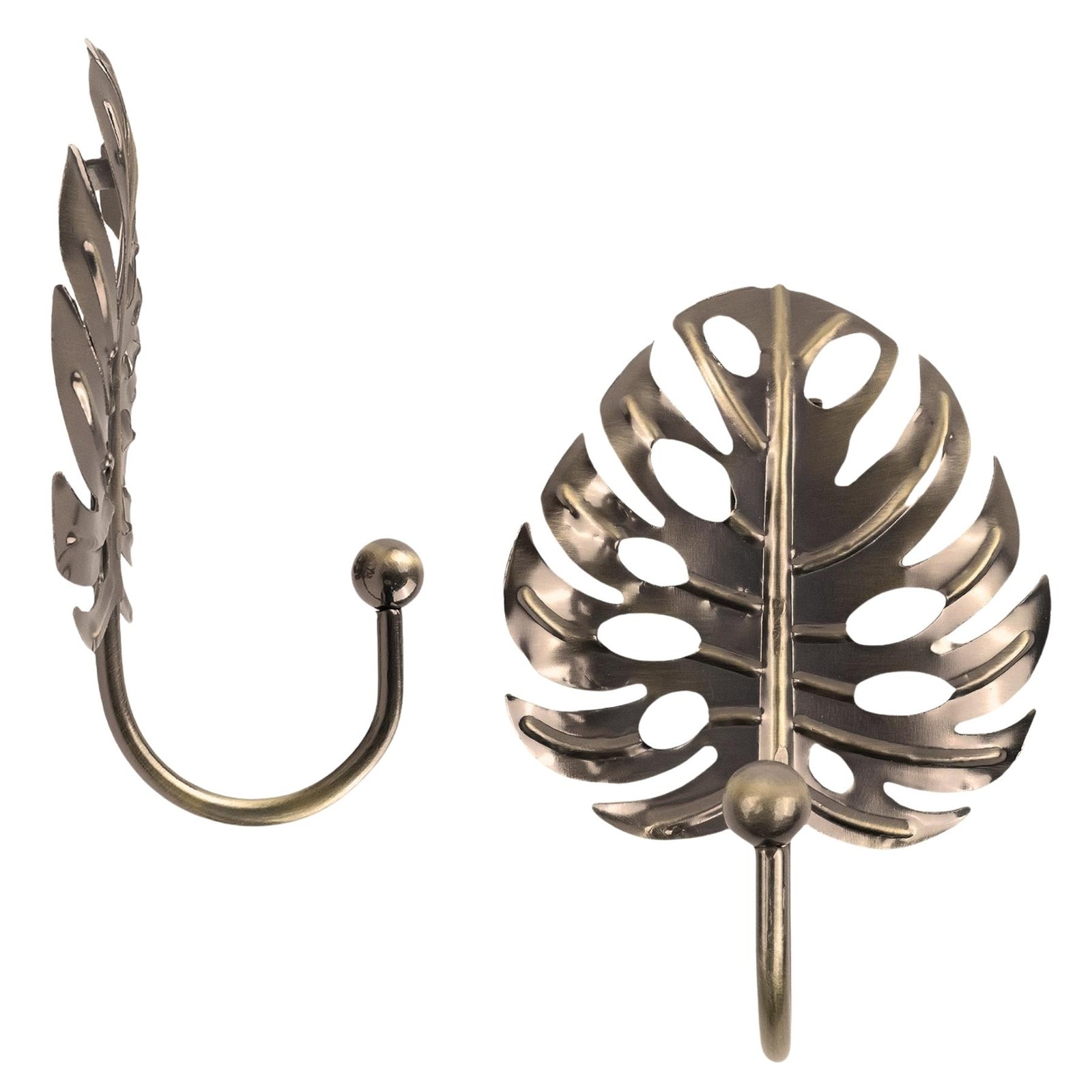 5 Pack Small Leaf Brushed Brass Hook - Modern Wall Mount Coat, Robe, Towel Hook