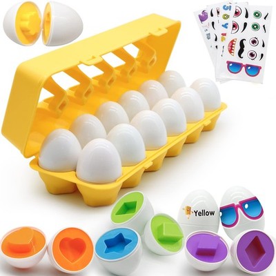 Matching Eggs for Toddlers 1-3, 12PCS Preschool Educational Learning Color & ...