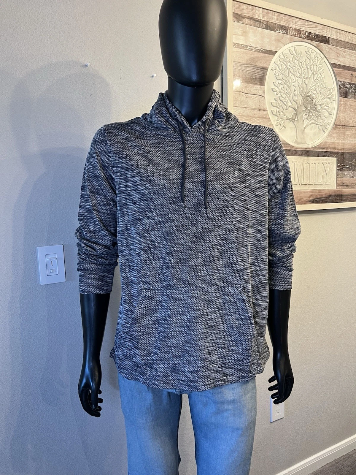 Magaschoni Cashmere Blend Hoodie Sweater Mens Size XL Navy NWT