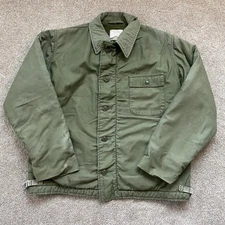 VTG Navy Military Cold Weather Permeable Type 1 Deck Coat Jacket Size Large 80s