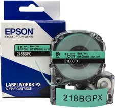 Genuine Epson LABELWORKS 218BGPX Black on Green 3/4" (18mm) Label Tape - 218BGPX
