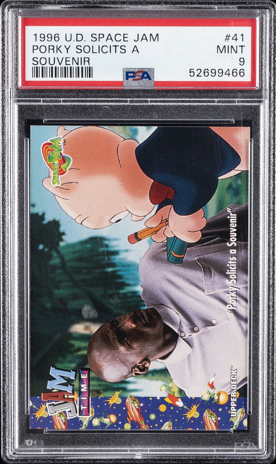 1996 UD SPACE JAM SOUVENIR #41 PORKY SOLICITS A PSA 9