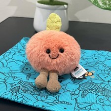 Jellycat Amuseables Fuzzy Peach Plush Keychain Cute Soft Bag Charm Gift NWT