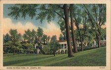 St. Joseph, Missouri MO Scene Krug Park Silver Lake, KS Linen Vintage Postcard