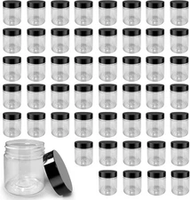 50 Pack 4 oz Clear Plastic Jars with Lids - Small/Mini Containers for Slime, ...
