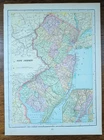 Vintage 1899 NEW JERSEY Map 10"x14" Old Antique Original CAMDEN WOODBURY EDISON