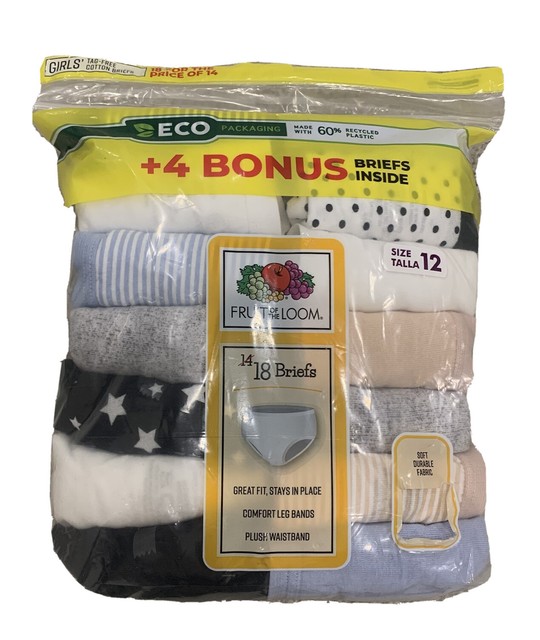 Fruit of The Loom Girls Briefs Size 12 Panties Underwear 18 Pack for sale online eBay