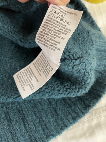 American Eagle Womens XS Pullover Fan Isle Sweater Teal Cropped Warm Bright - Picture 8 of 11