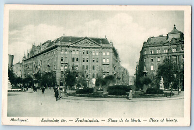 Budapest Hungary Postcard Place of Liberty View c1920's Antique Unposted