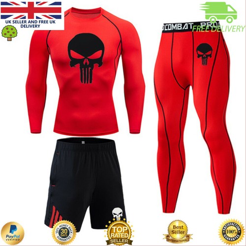 Mens GYM Workout Compression Running Sports Top Pants Base Layer shorts Leggings - Picture 2 of 14