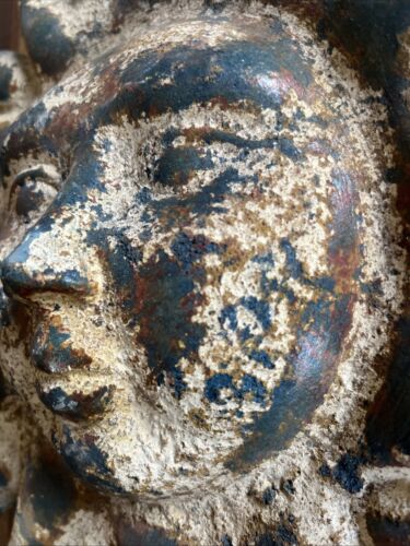 Vintage Mexican Folk Art Sun Face Pottery / Wall Art/Plaque Multicolor Handmade - Picture 4 of 17