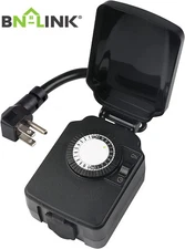1 Pack BN-LINK 24 Hour Mechanical Outdoor Light Timer with 3-Prong Timer Outlet