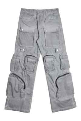 FIRST ROW Men's Essential Y2k Wide Fit Utility Cargo Baggy Denim