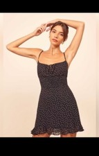 REFORMATION FRAISE SMOCKED BODICE POLKA DOT MICRO MINI DRESS 2