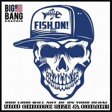 FISH ON Skull Vinyl Decal Sticker Fisherman Fishing Boat Life Love Fish USA Made