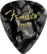 Fender 351 Premium Celluloid Guitar Picks - THIN BLACK MOTO - 12-Pack 1 Dozen 