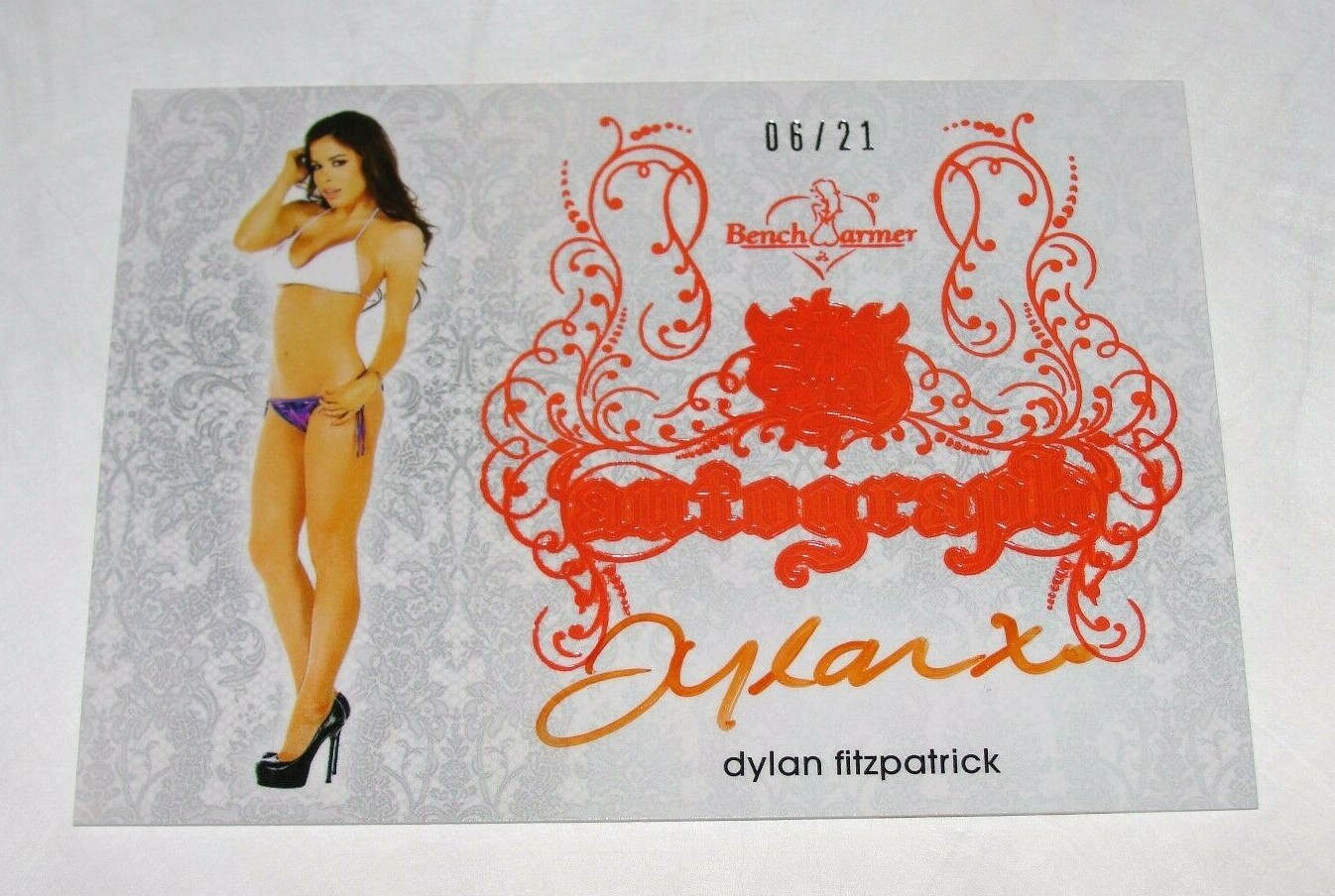 2015 Benchwarmer DYLAN FITZPATRICK Sin City #30 Orange Foil Auto/21 Hot Model